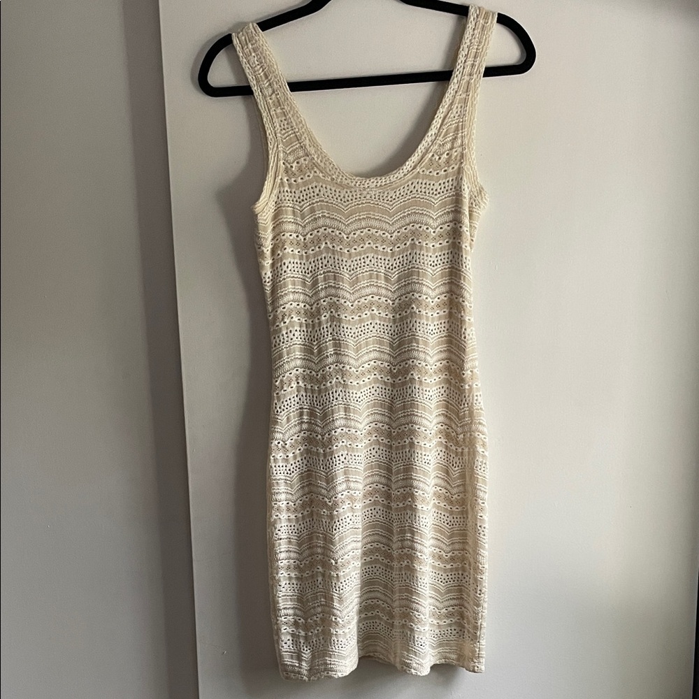Willow & Clay Cream Crochet Lace Body Con Dress Size M coastal cowgirl